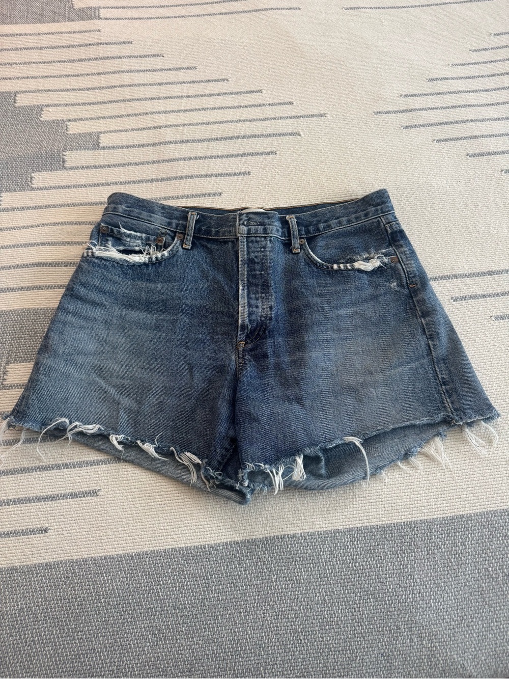 Agolde denim cutoffs. Frayed Hem Dark Wash Denim Women's Shorts